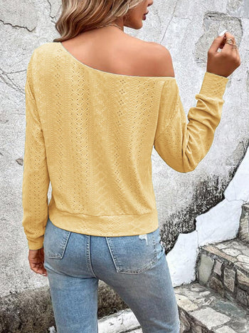 Eyelet Dropped Shoulder Blouse Trendsi