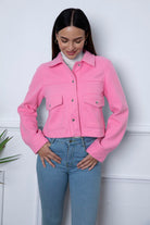 Snap Down Collared Neck Jacket Trendsi