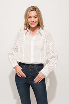 And The Why Eyelet Long Sleeve Button Down Shirt Trendsi