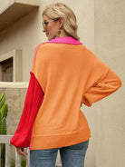 Color Block Dropped Shoulder Sweater Trendsi