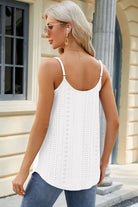 Eyelet Scoop Neck Ruched Cami Trendsi