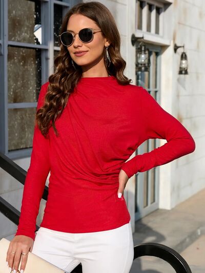 Ruched Long Sleeve T-Shirt Trendsi