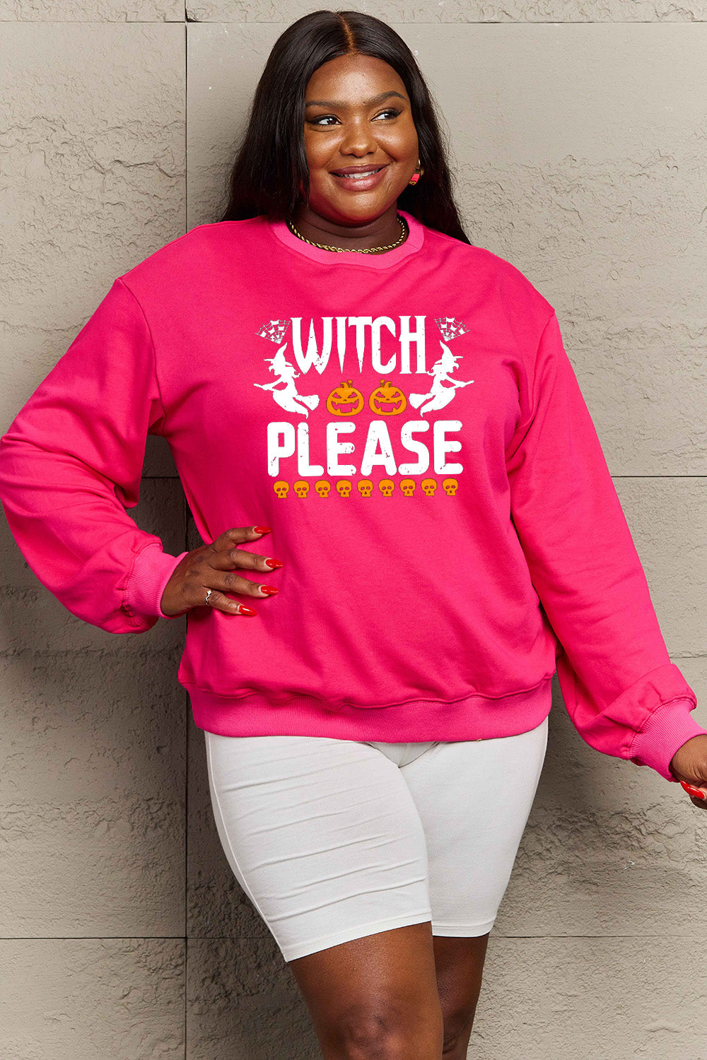 Simply Love Full Size WITCH PLEASE Graphic Sweatshirt Trendsi