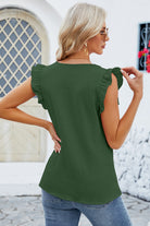 Ruffled V-Neck Cap Sleeve Blouse Trendsi