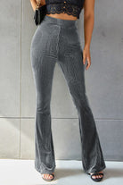 Ribbed High Waist Flare Pants Trendsi