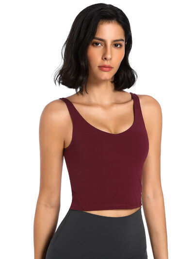 Scoop Neck Wide Strap Active Tank Trendsi