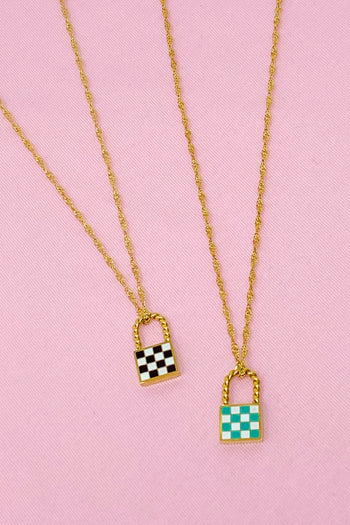 Checkered Locket Necklace Ellisonyoung.com