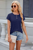 Round Neck Rolled Short Sleeve T-Shirt Trendsi