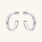 925 Sterling Silver Inlaid Moissanite C-Hoop Earrings Trendsi