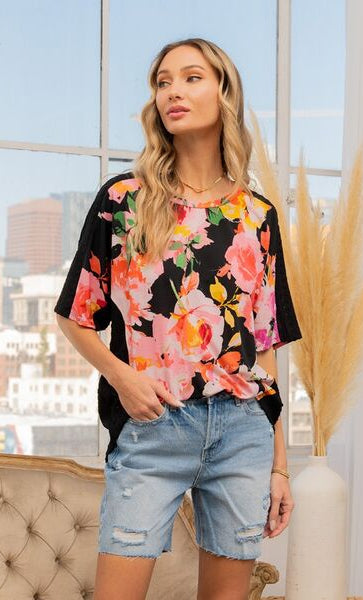 Sew In Love Full Size Floral Round Neck Short Sleeve T-Shirt Trendsi