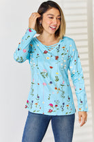 Crisscross Printed Long Sleeve T-Shirt Trendsi