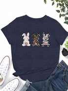 Rabbit Graphic Round Neck Short Sleeve T-Shirt Trendsi