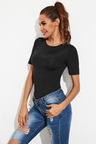 Round Neck Short Sleeve Bodysuit Trendsi