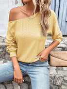 Eyelet Dropped Shoulder Blouse Trendsi