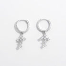 925 Sterling Silver Inlaid Zircon Cross Dangle Earrings Trendsi