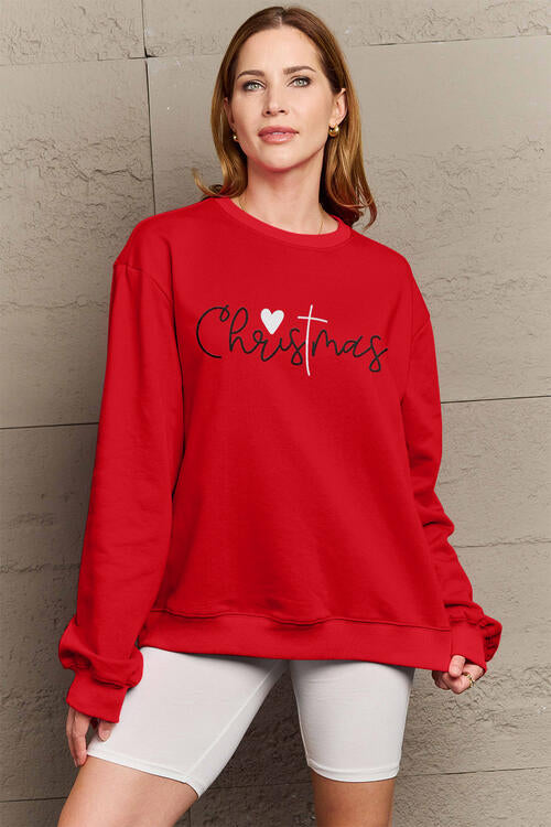 Simply Love Full Size CHRISTMAS Long Sleeve Sweatshirt Trendsi