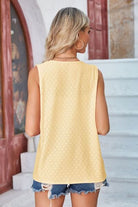 Eyelet Open Front Sleeveless Cardigan Trendsi