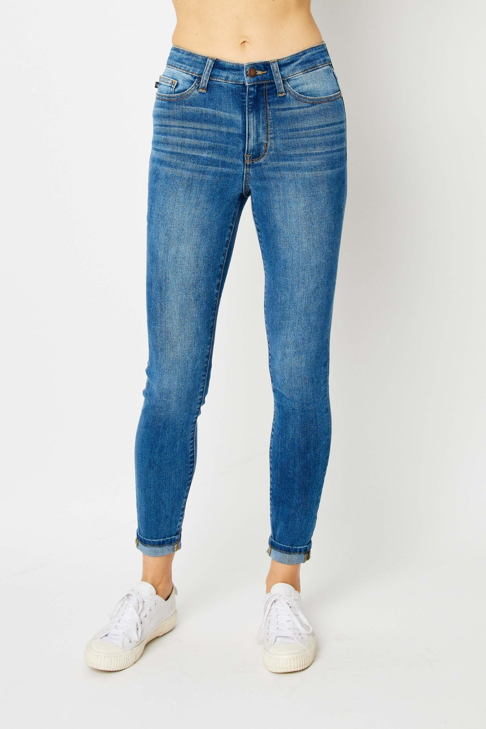 Judy Blue Full Size Cuffed Hem Skinny Jeans Trendsi