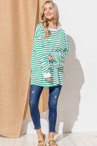 And The Why Oversized Striped Balloon Sleeve Top Trendsi