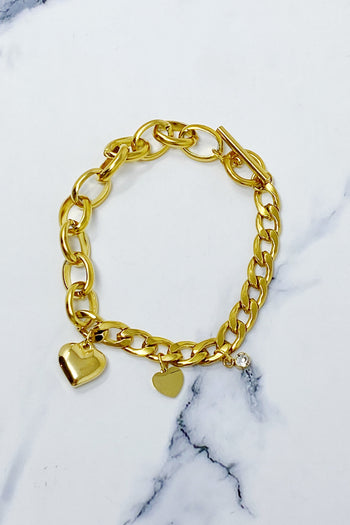 Duo Chain Charm Heart Bracelet Ellisonyoung.com