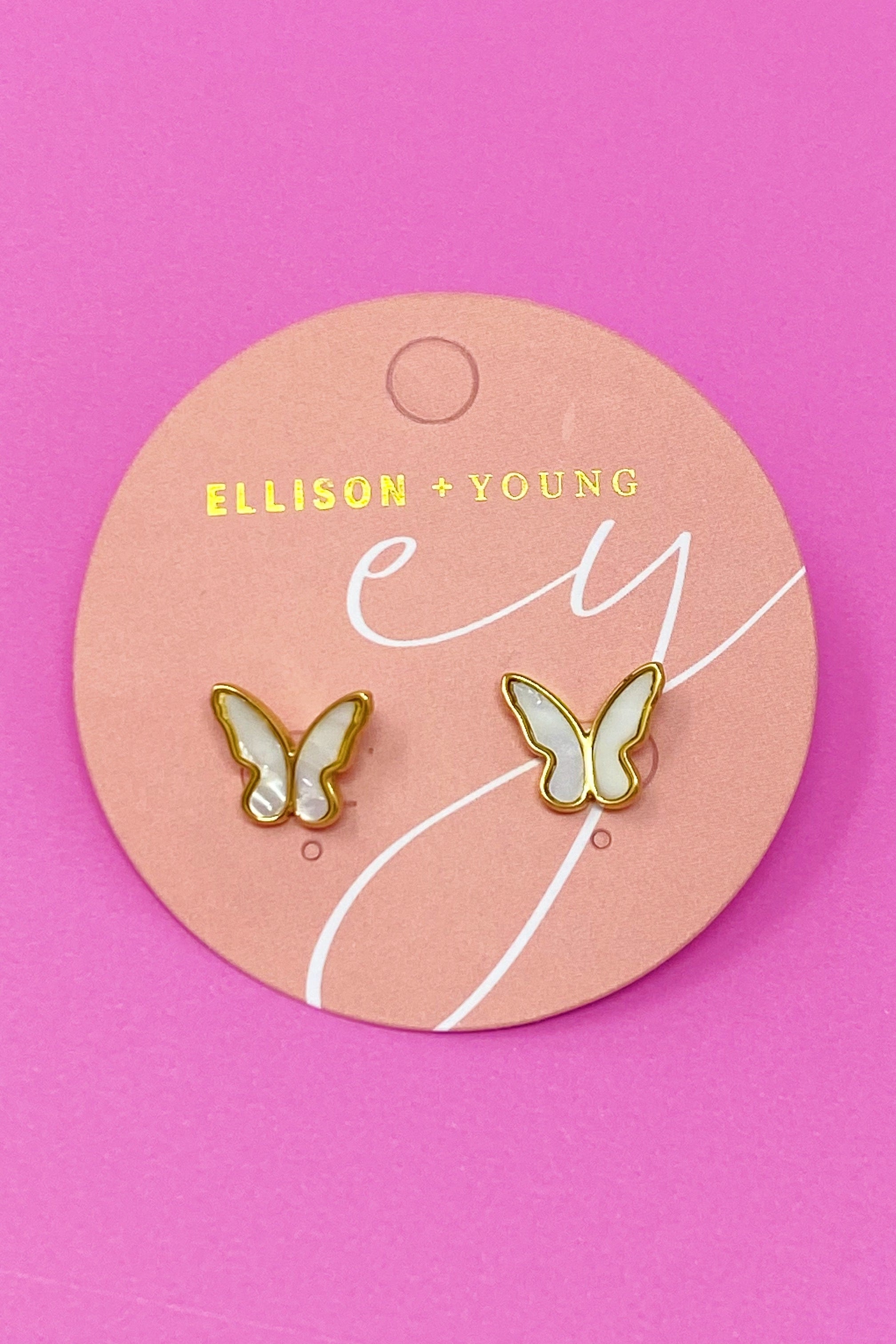 Golden Shell Butterfly Earrings Ellisonyoung.com