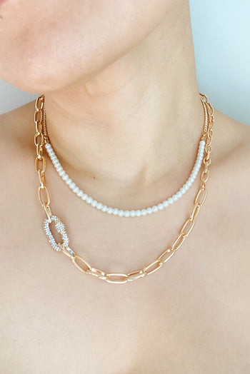 Classic Duo Layered Pearl Necklace Set Ellisonyoung.com