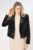 LEATHERETTE CROP JACKET Area Stars