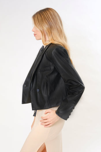 LEATHERETTE CROP JACKET Area Stars