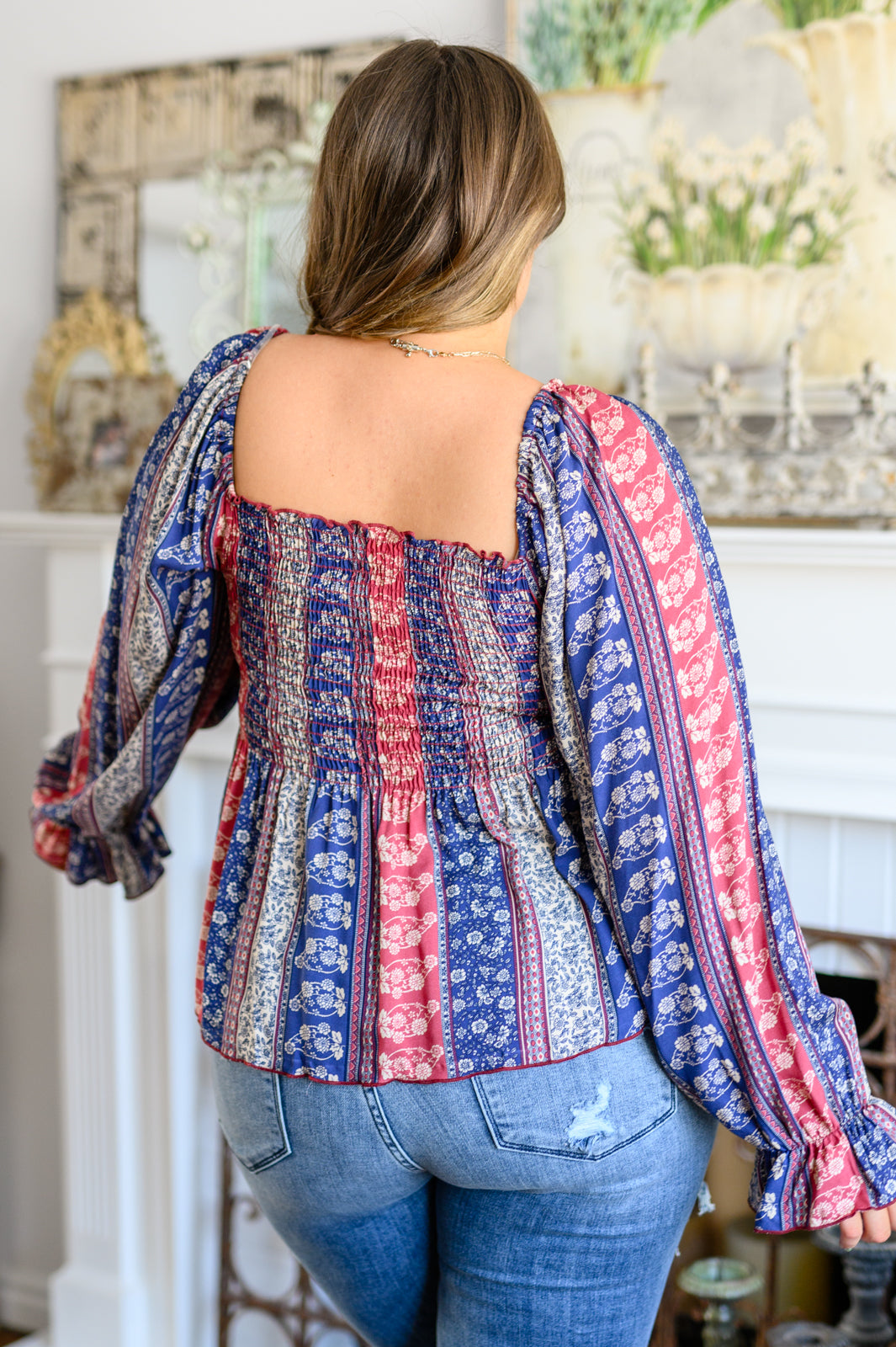 Afternoon Tea Smocked Long Sleeve Blouse Ave Shops