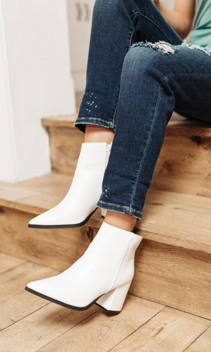 Amari Ankle Boots in White Ave Shops