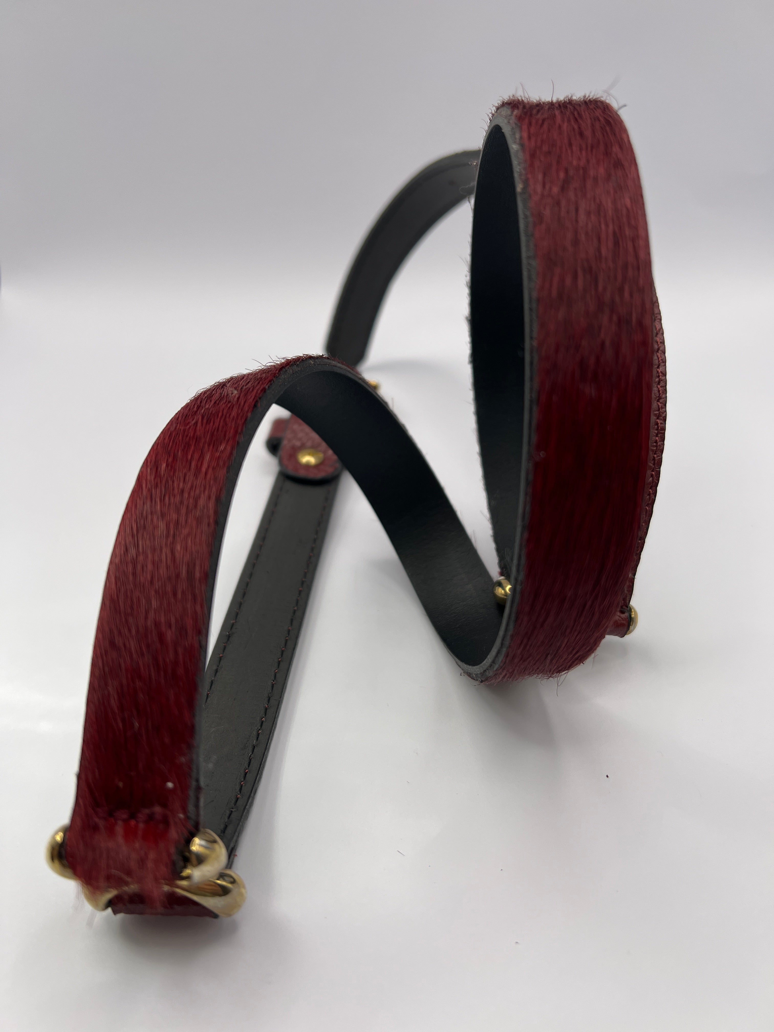 Horsy Dark Red Leather Belt with Gold Adornment BLONDISH