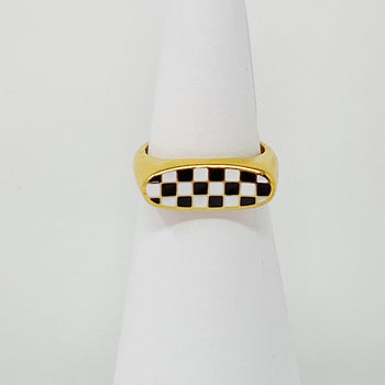 Checkered Oblong Ring Ellisonyoung.com