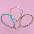 Stone Bead Cross Anklet Ellisonyoung.com