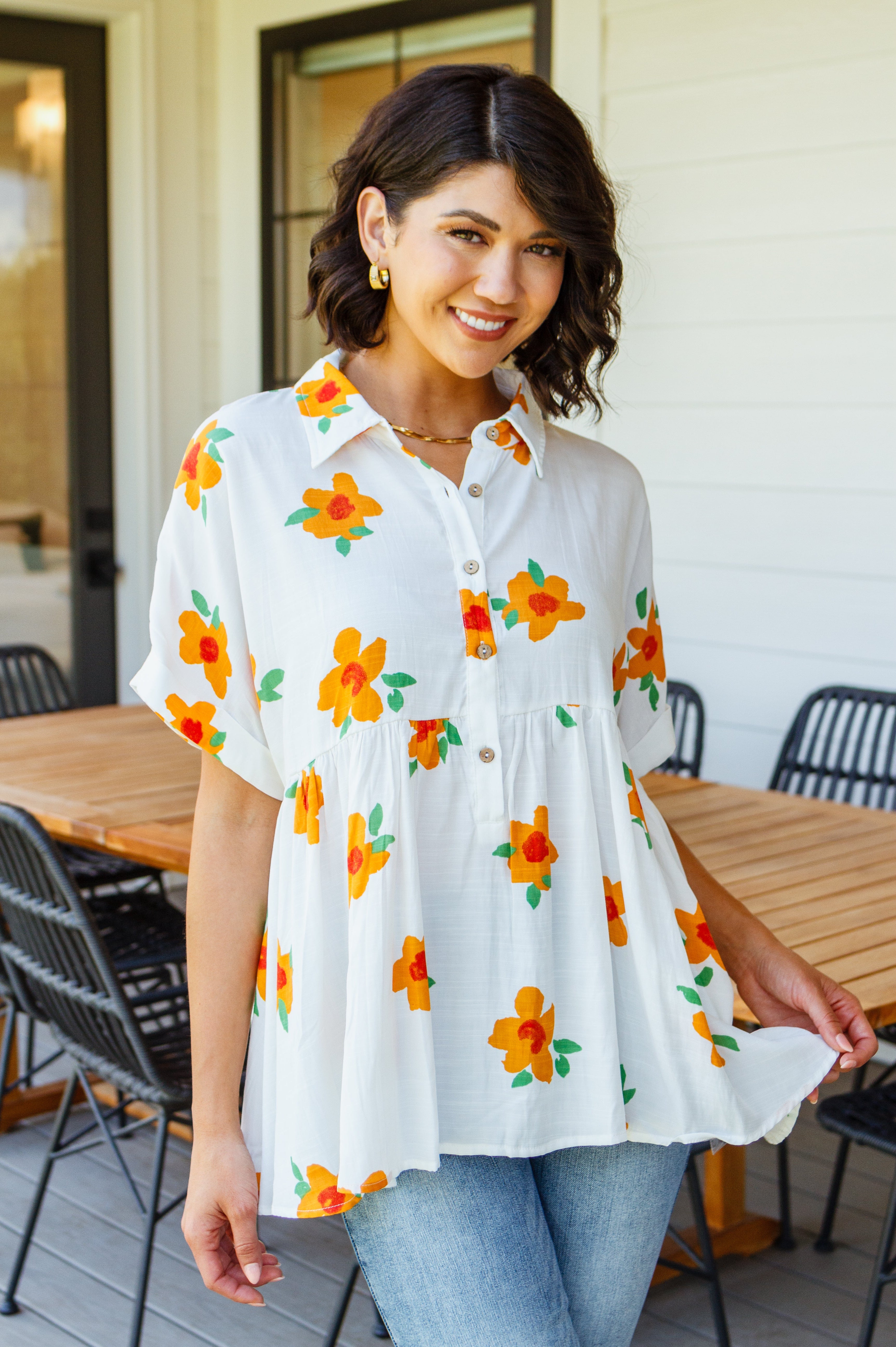 Blissed Out Button Up Babydoll Tunic |   |  Casual Chic Boutique