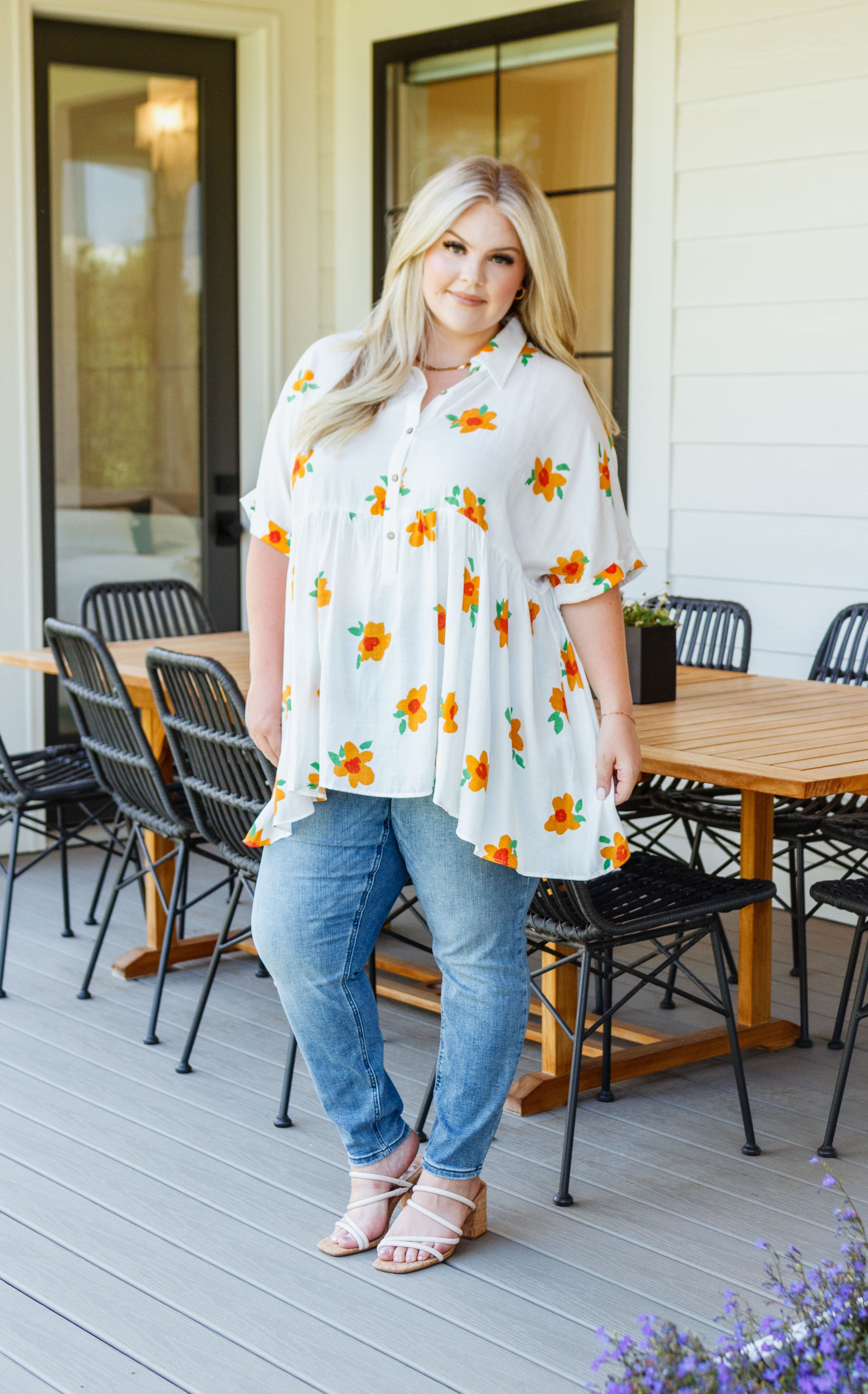 Blissed Out Button Up Babydoll Tunic |   |  Casual Chic Boutique
