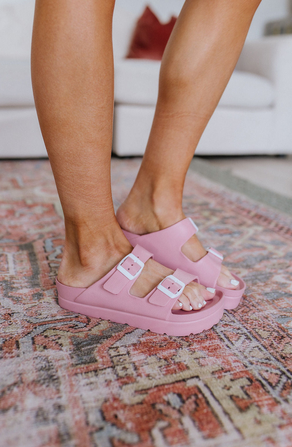 Boardwalk EVA Double Strap Platform Sandals in Rose |   |  Casual Chic Boutique