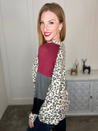 Hacci Brushed Leopard Top in Oatmeal Ave Shops