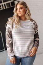 Camo & Stripes Raglan Top Ave Shops