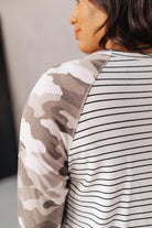 Camo & Stripes Raglan Top Ave Shops