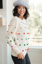 Candy Buttons Pom Detail Sweater Ave Shops