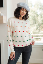 Candy Buttons Pom Detail Sweater Ave Shops