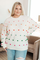 Candy Buttons Pom Detail Sweater Ave Shops