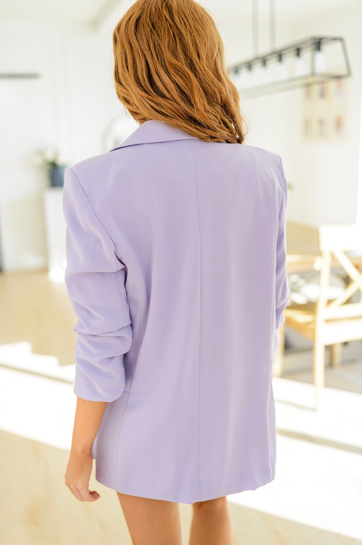 Chic In Lavender Ruched 3/4 Sleeve Blazer Ave Shops