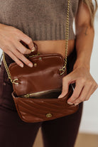 Classic Beauty Quilted Clutch in Brown Ave Shops