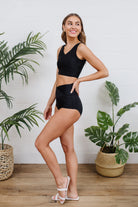 Come Sail Away Swim Top In Black Ave Shops