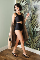 Come Sail Away Swim Top In Black Ave Shops