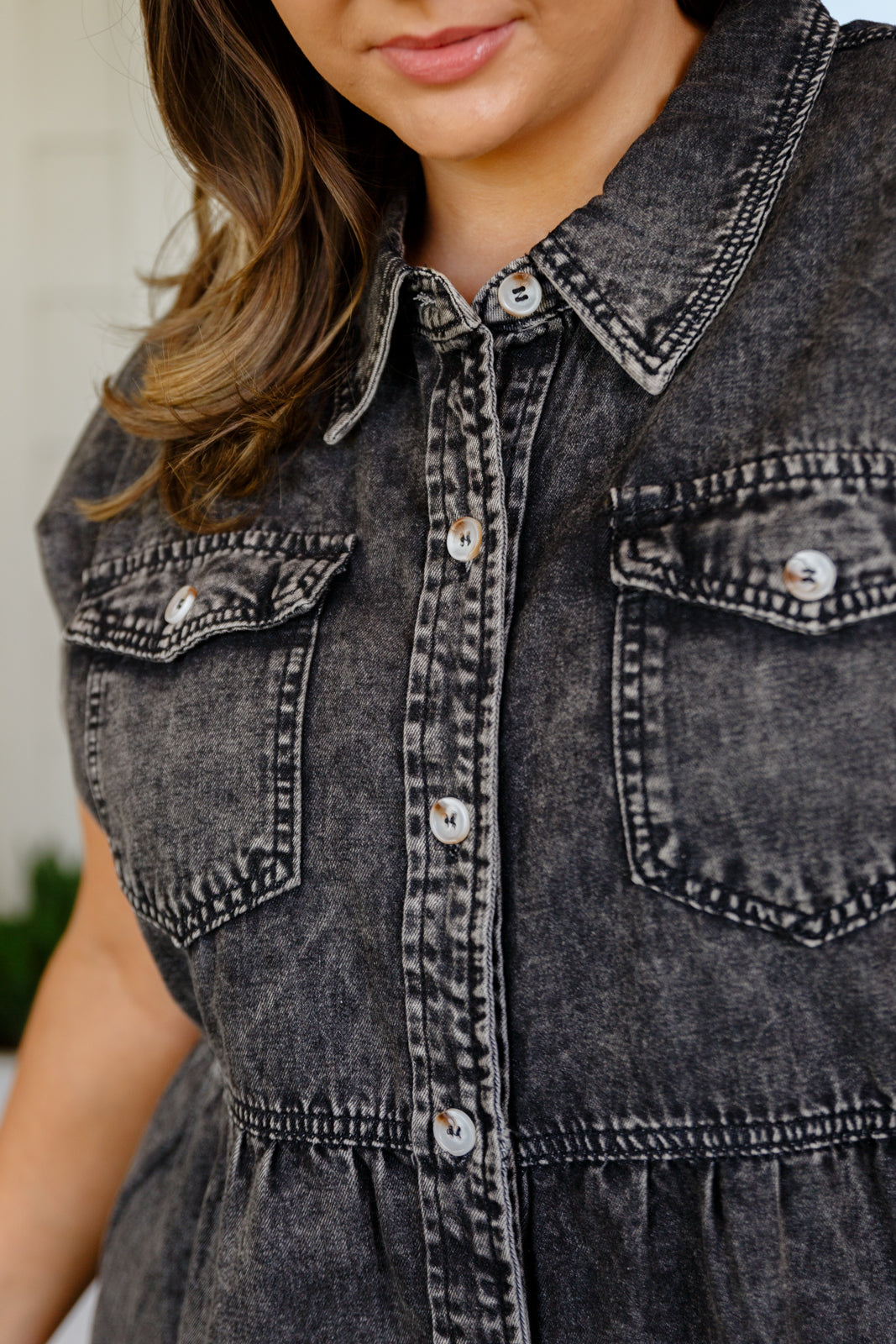 Cool and Carefree Denim Button Down Ave Shops