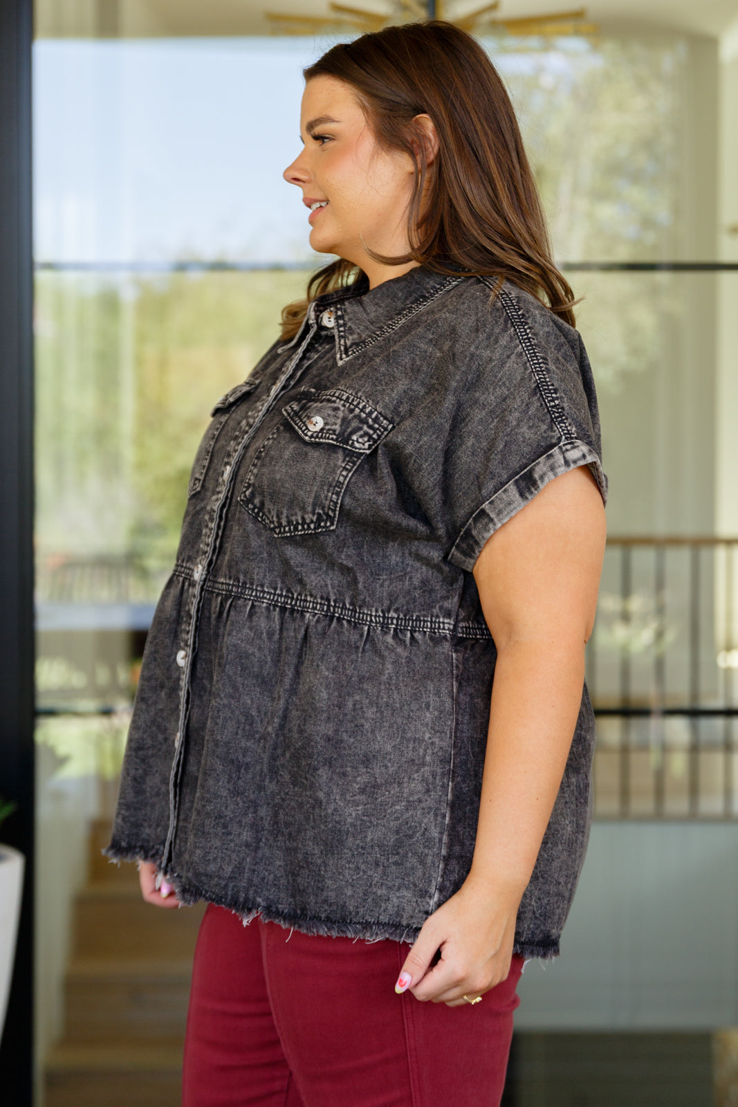 Cool and Carefree Denim Button Down Ave Shops