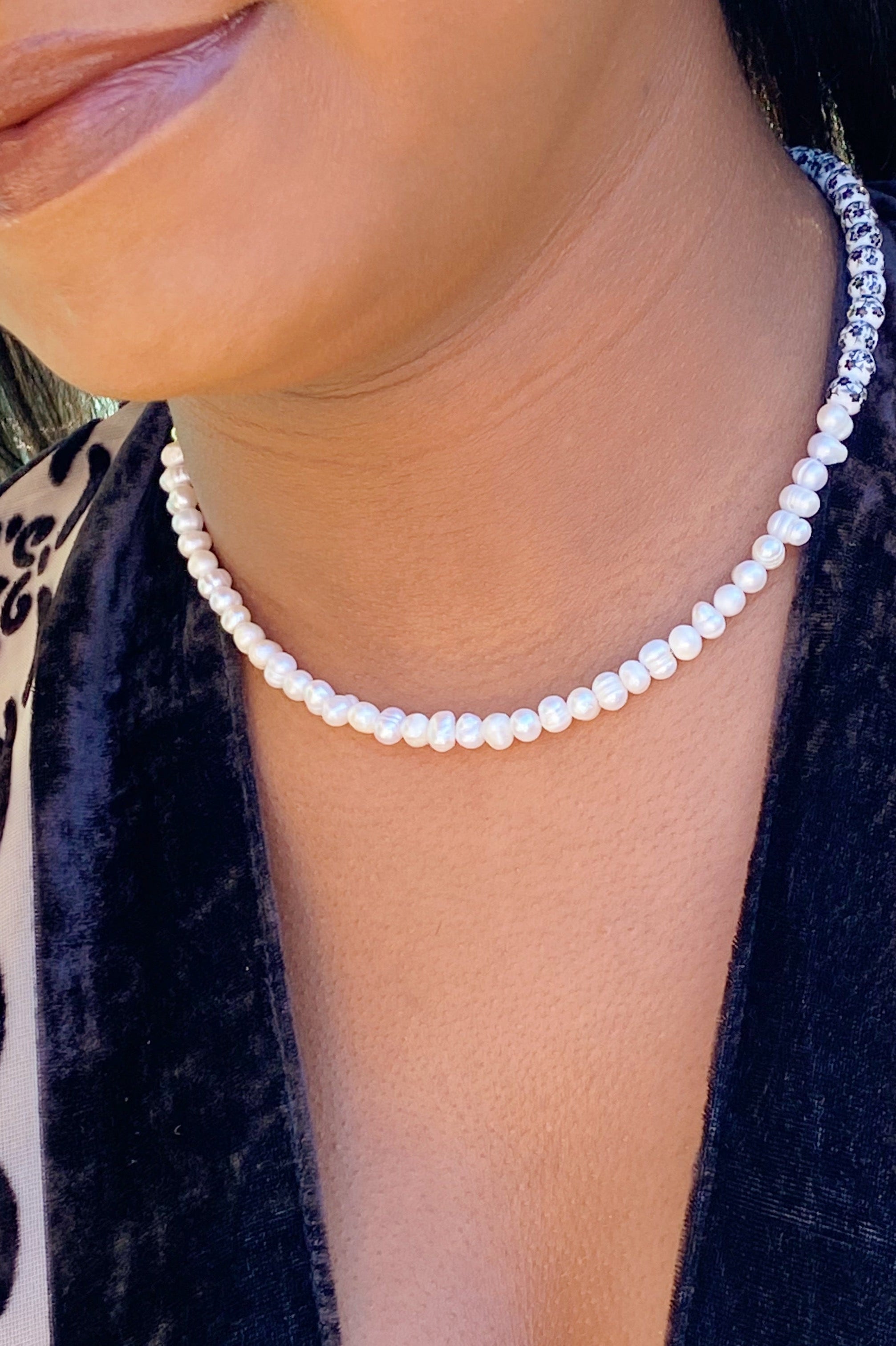 So Fresh Pearl And Porcelain Choker Necklace Ellisonyoung.com