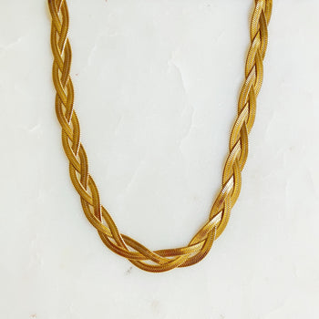 Braided Herringbone Chain Necklace Ellisonyoung.com